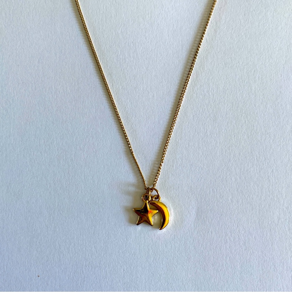 Dainty gold star and moon necklace